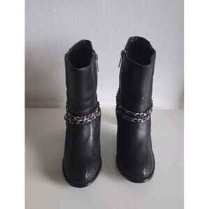 Harley Davidson Women's Mid Calf Chain Heels Motorcycle Leather Boots Size 6.5